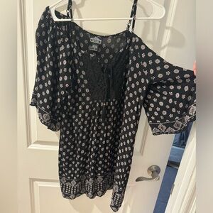 Angie Black and Gray Printed 3/4 Sleeve dress
